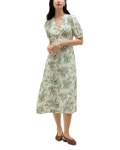 Hobbs London Florentina V-neck Midi Dress In Green