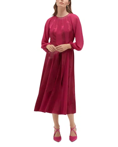 Hobbs London Petites Loren Jacquard Belted Midi Dress In Pink