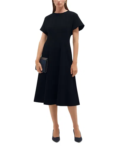 Hobbs London Petites Melina Cap Sleeve Midi Dress In Black