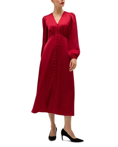 Hobbs London Petites Rosabella Satin Midi Dress In Red