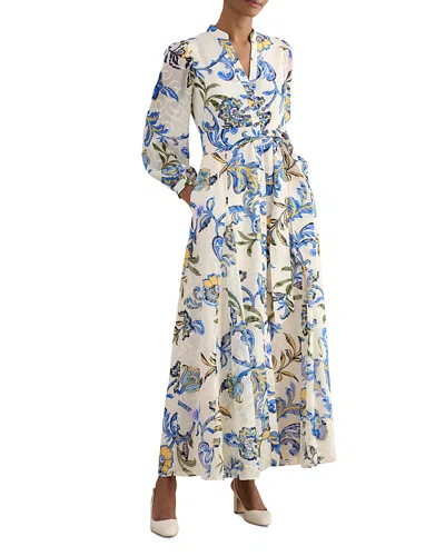 Hobbs London Petites Shanice Floral Tie Waist Shirt Dress In Neutral