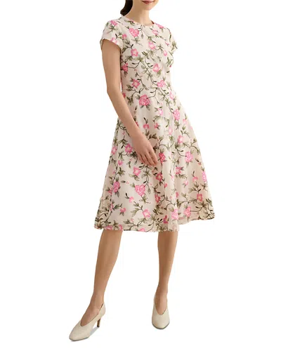 Hobbs London Petites Tia Floral Dress In White