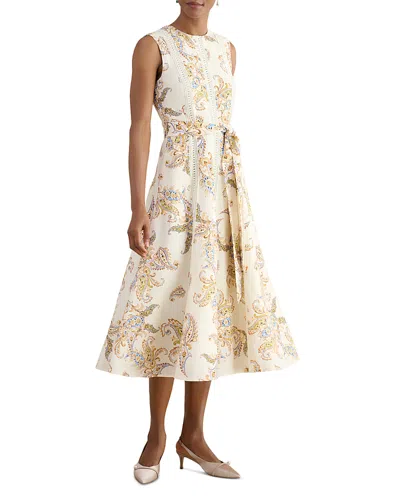 Hobbs London Petites Uma Paisley Tie Waist Dress In Neutral