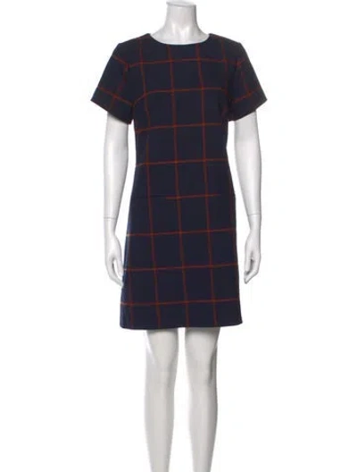Pre-owned Hobbs London Plaid Print Mini Dress In Blue