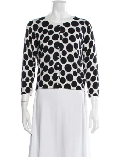 Pre-owned Hobbs London Polka Dot Print Crew Neck Sweater In Blue