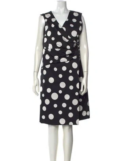 Pre-owned Hobbs London Polka Dot Print Knee-length Dress In Black
