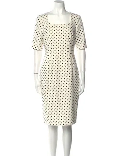 Pre-owned Hobbs London Polka Dot Print Knee-length Dress W/ Tags In White