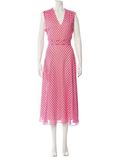 Pre-owned Hobbs London Polka Dot Print Long Dress In Pink
