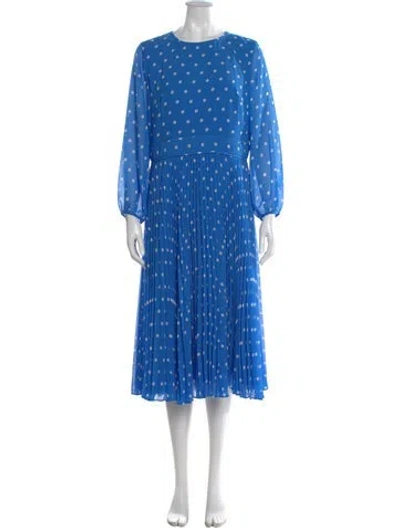 Pre-owned Hobbs London Polka Dot Print Midi Length Dress W/ Tags In Blue