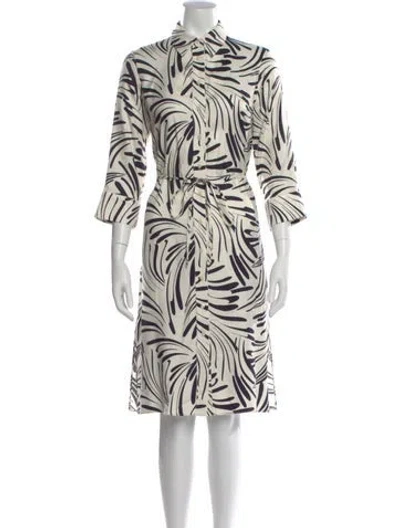 Pre-owned Hobbs London Printed Knee-length Dress In White