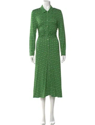 Pre-owned Hobbs London Printed Long Dress In Green