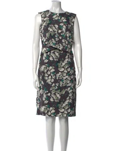 Pre-owned Hobbs London Printed Midi Length Dress In Black