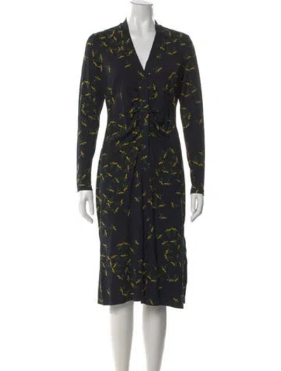 Pre-owned Hobbs London Printed Midi Length Dress In Black