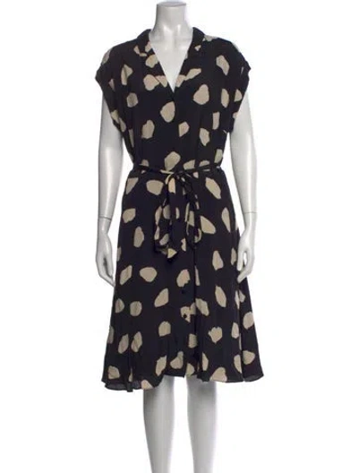 Pre-owned Hobbs London Printed Midi Length Dress In Black/neutrals