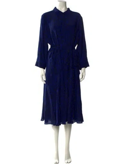 Pre-owned Hobbs London Printed Midi Length Dress In Blue