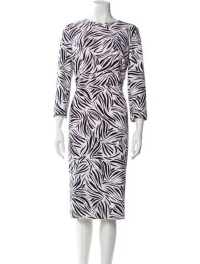 Pre-owned Hobbs London Printed Midi Length Dress In Multi