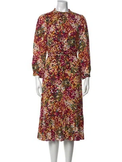 Pre-owned Hobbs London Printed Midi Length Dress In Multi