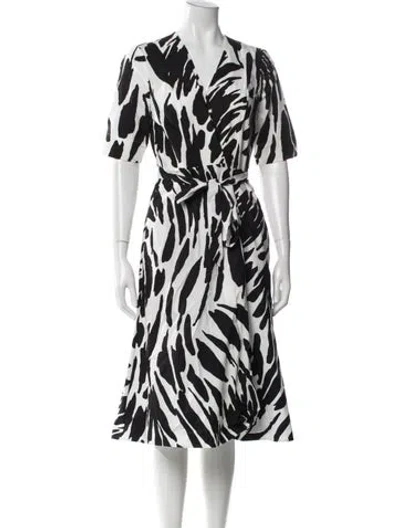 Pre-owned Hobbs London Printed Midi Length Dress W/ Tags In Blue