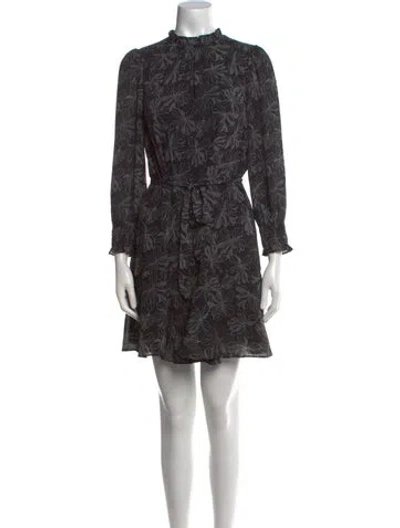 Pre-owned Hobbs London Printed Mini Dress In Black