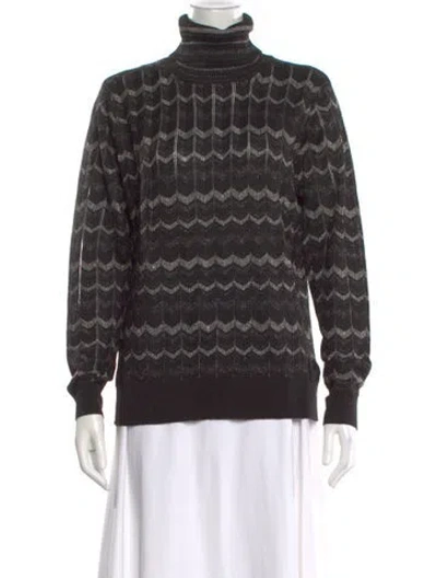 Pre-owned Hobbs London Printed Turtleneck Sweater In Black