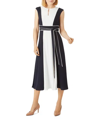 Hobbs London Rae Color-blocked Midi Dress In Navy/ivory