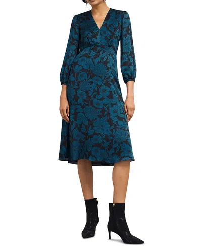Hobbs London Romina Printed Dress In Black Kyanite