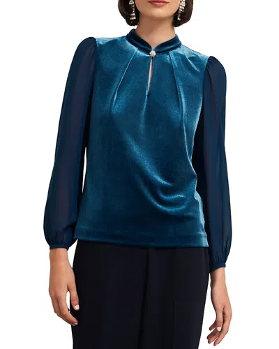 Hobbs London Rosalie Velvet Blouse In Riverside