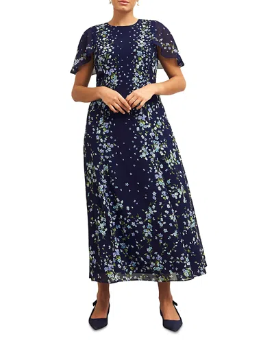 Hobbs London Rosella Flutter Sleeve Dress In Midnight Multi