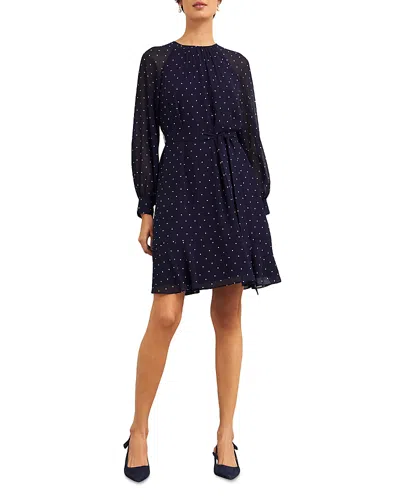 Hobbs London Rosie Dot Print Dress In Navy Ivory