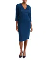 Hobbs London Saige V Neck Dress In Steel Blue