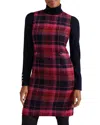 Hobbs London Sariah Plaid Wool Dress In Pink Navy