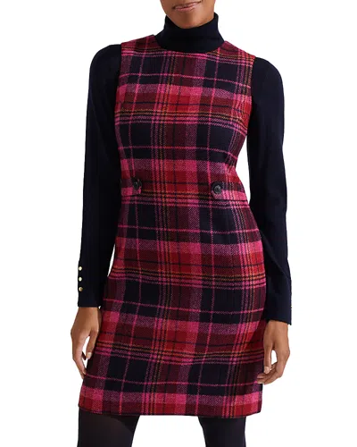 Hobbs London Sariah Plaid Wool Dress In Pink Navy
