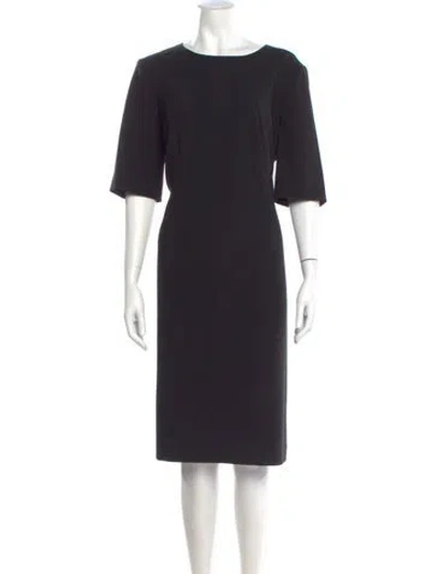 Pre-owned Hobbs London Scoop Neck Midi Length Dress In Black