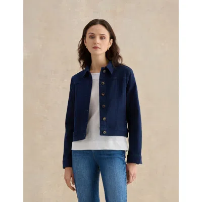Hobbs London Selborne Tailored Cropped Denim Jacket In Blue