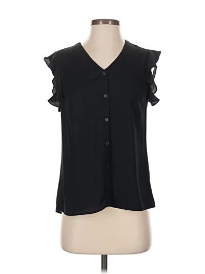 Pre-owned Hobbs London Short Sleeve Blouse In Black