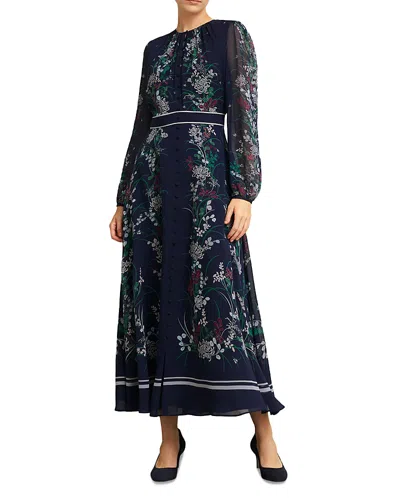 Hobbs London Sia Silk Dress In Blue