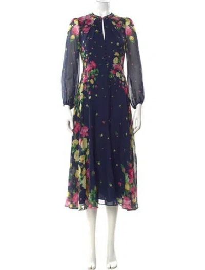 Pre-owned Hobbs London Silk Long Dress In Blue