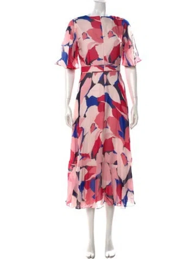 Pre-owned Hobbs London Silk Midi Length Dress In Pink
