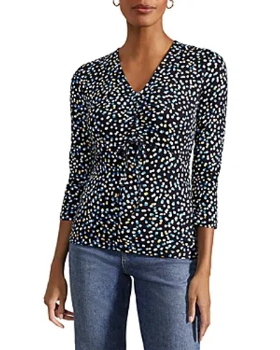 Hobbs London Simmy Dot Print Top In Navy Multi