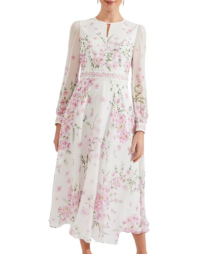 Hobbs London Skye Silk Midi Dress In Ivory Mult