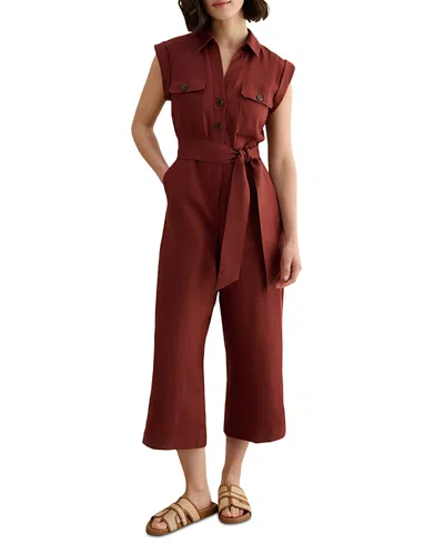 Hobbs London Spencer Linen Jumpsuit In Brown