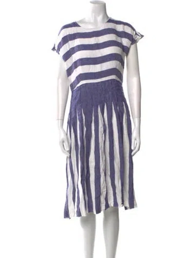 Pre-owned Hobbs London Striped Knee-length Dress In Purple