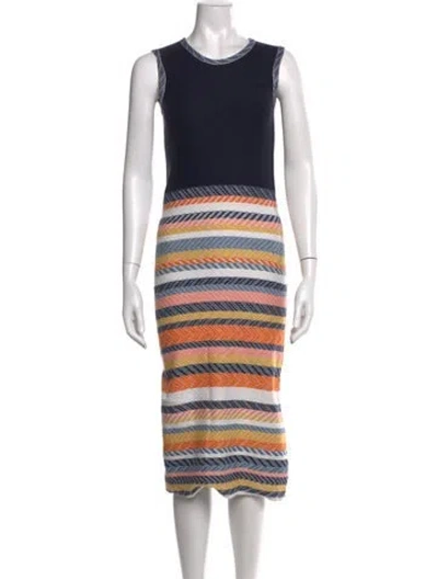 Pre-owned Hobbs London Striped Midi Length Dress In Multi