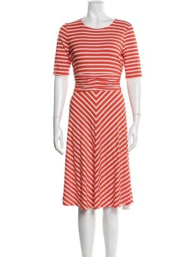 Pre-owned Hobbs London Striped Midi Length Dress In Orange