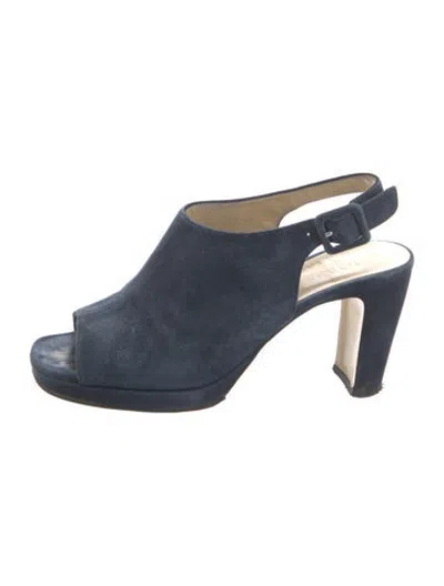 Pre-owned Hobbs London Suede Slingback Sandals In Blue