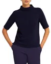 Hobbs London Tali Roll Neck Short Sleeve Top In Nidnight Navy