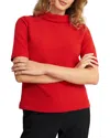Hobbs London Tali Roll Neck Short Sleeve Top In Scarlet Red