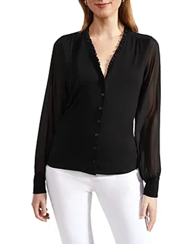 Hobbs London Talisa Frill Neck Cardigan In Black