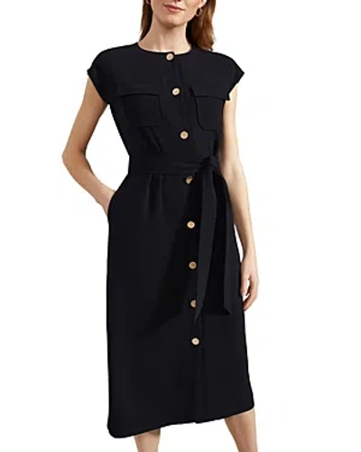 Hobbs London Tania Tie Waist Shirtdress In Hobbs Navy