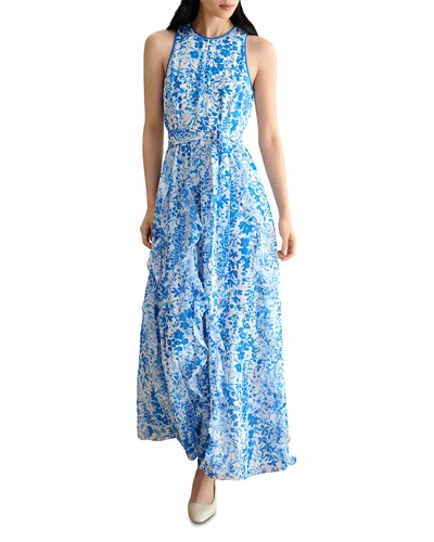 Hobbs London Taryn Floral Ruffle Maxi Dress In Blue